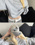 Rase le sol Fortune Arrives Raw Edge Off-Shoulder Oversized Long Sleeve Sweatshirt