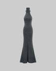 ROVENTE Halter Backless Rib-Knit Maxi Dress