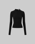 IAMXIAA Open-Back Mock Neck Long Sleeve Top