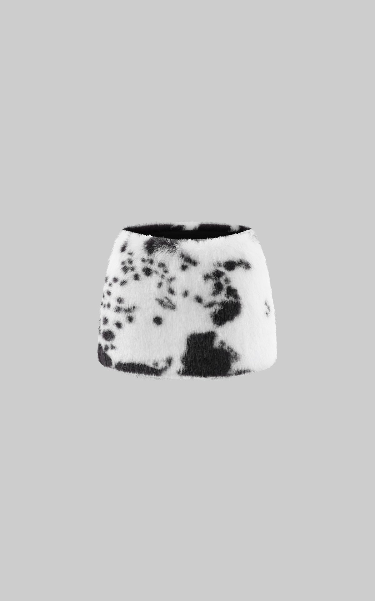 0122stepll Cow Print Faux Fur Mini Skirt