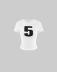 WARDEN EDGE Slim Cropped Number Print Tee
