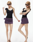 IAMXIAA Low-Rise Belted Micro Mini Skirt in Plum Purple