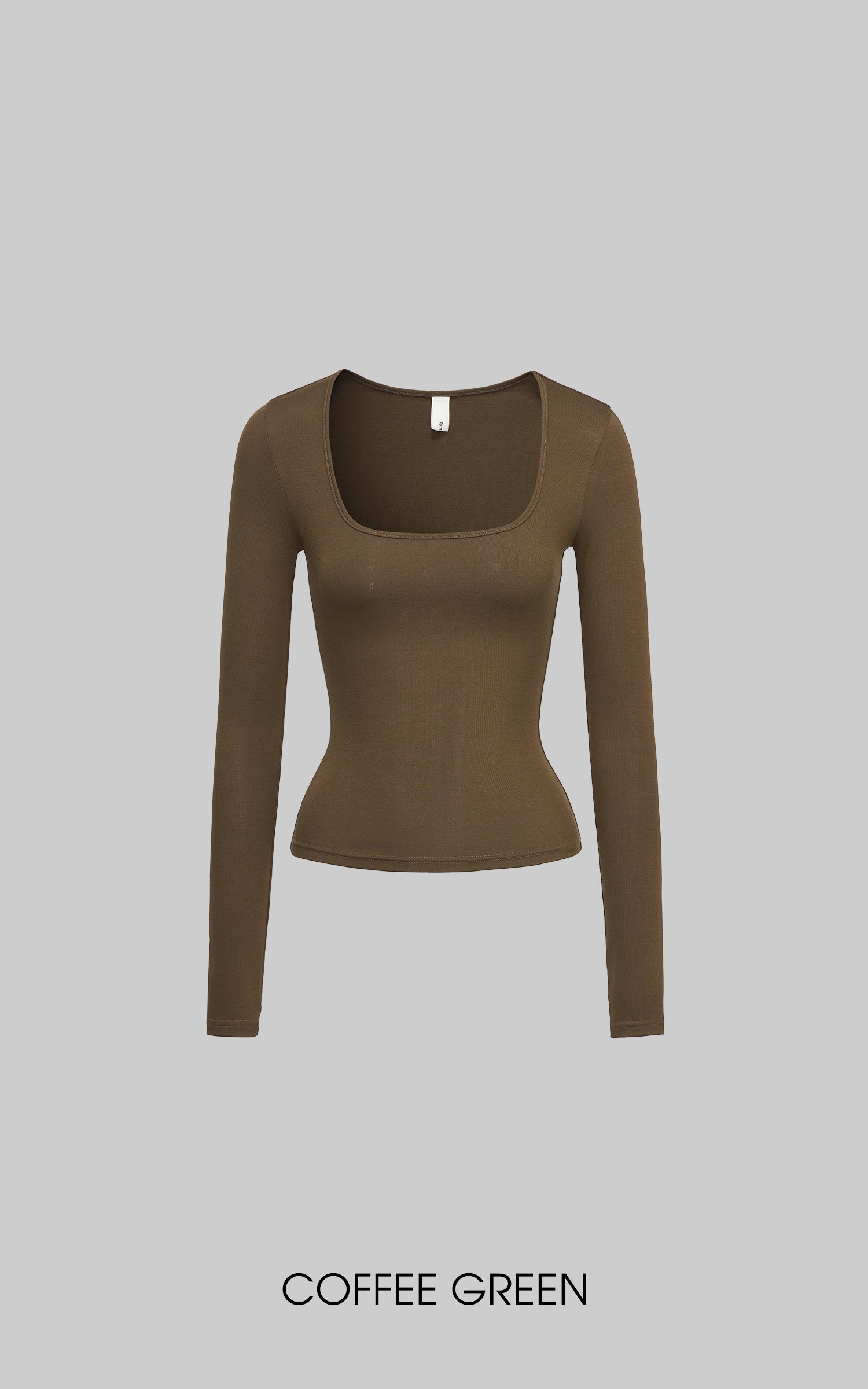 IAMXIAA Knit Long Sleeve Top with Square Neckline
