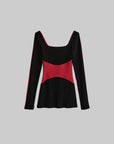 DOINDULGE Sculpted Contrast Panel Long Sleeve T-Shirt