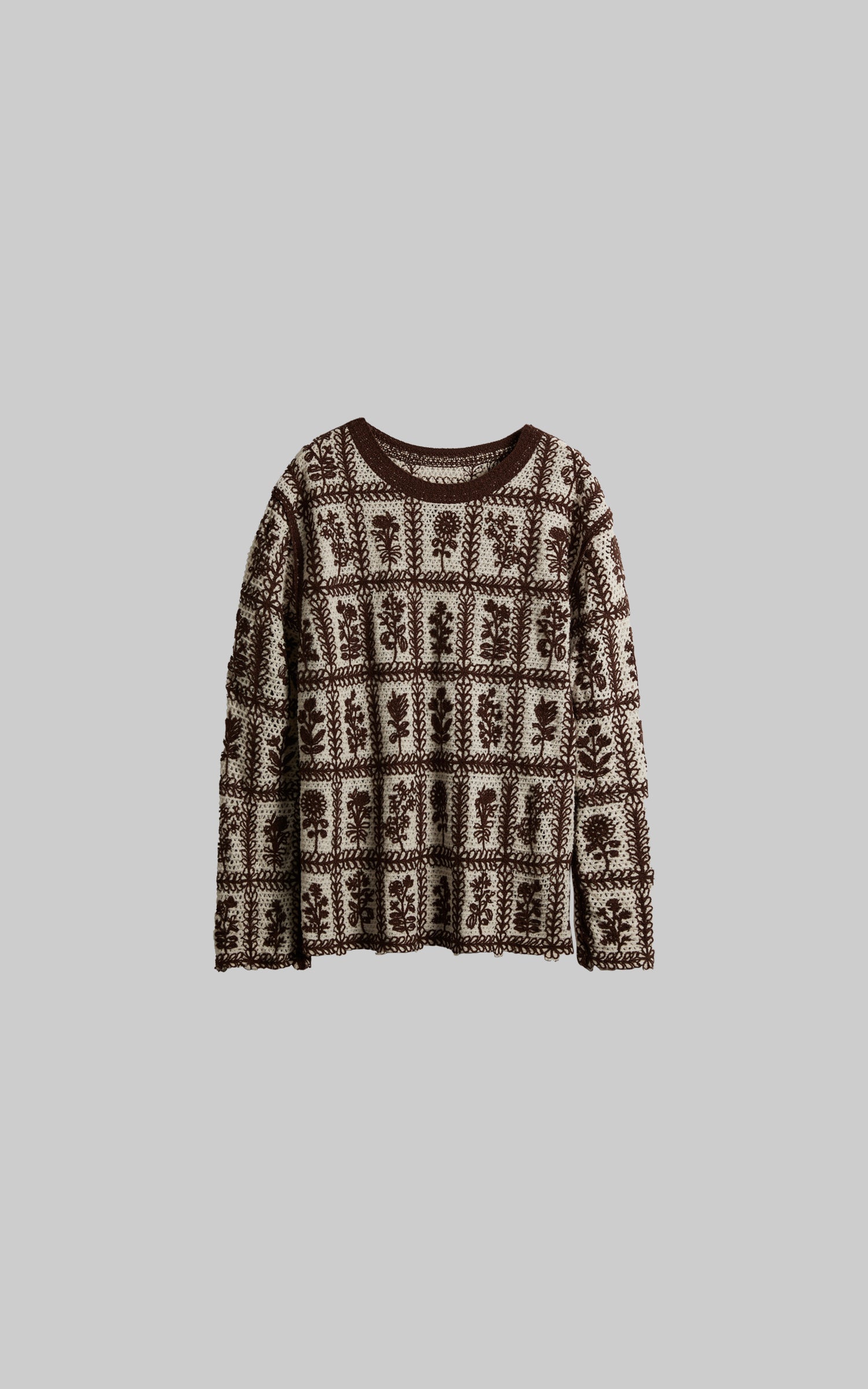 DOINDULGE Floral Grid Knit Sweater