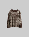 DOINDULGE Floral Grid Knit Sweater