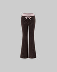 Hydrae Contrast Waist Low-Rise Flared Pants & Cropped Bolero Cardigan Set