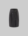 0122stepll Jupe midi plissée asymétrique à boutons
