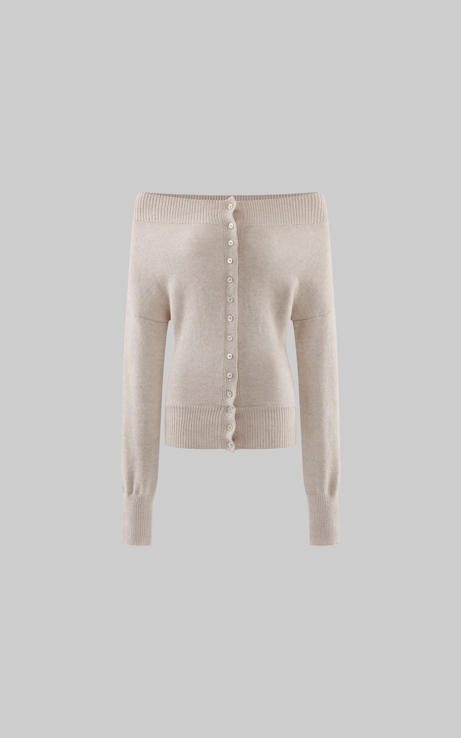 Rase le sol  Wool Fallen Shoulder Button Knit Sweater