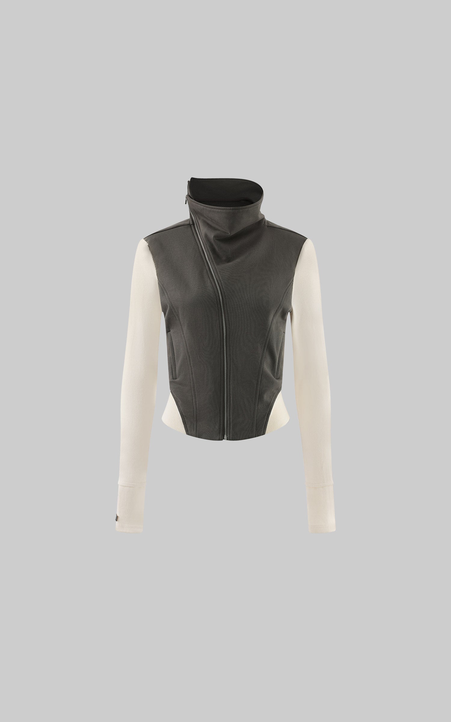 Rase le sol Asymmetric High-Neck Zip Jacket