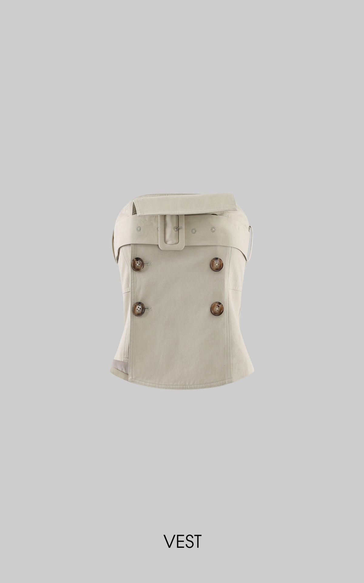 0122stepll Belted Bustier Vest &amp; Relaxed Shirt Set
