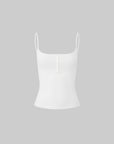 IAMXIAA Ribbed Button Fitted Camisole Top