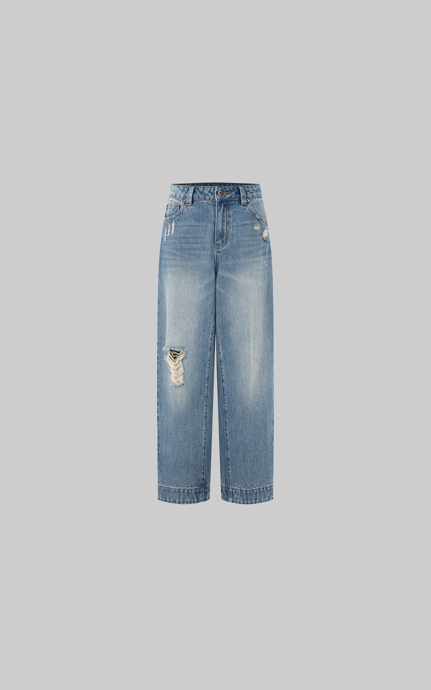 IAMXIAA Light Wash Distressed Baggy Jeans