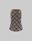 WARDEN EDGE 사이드 버클 디테일의 체크 컨투어 미디 스커트