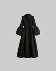 DOINDULGE Deconstructed High-Neck Balloon Sleeve Long Coat