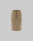 ROVENTE Coffee Brown Button-Front Cargo Midi Skirt