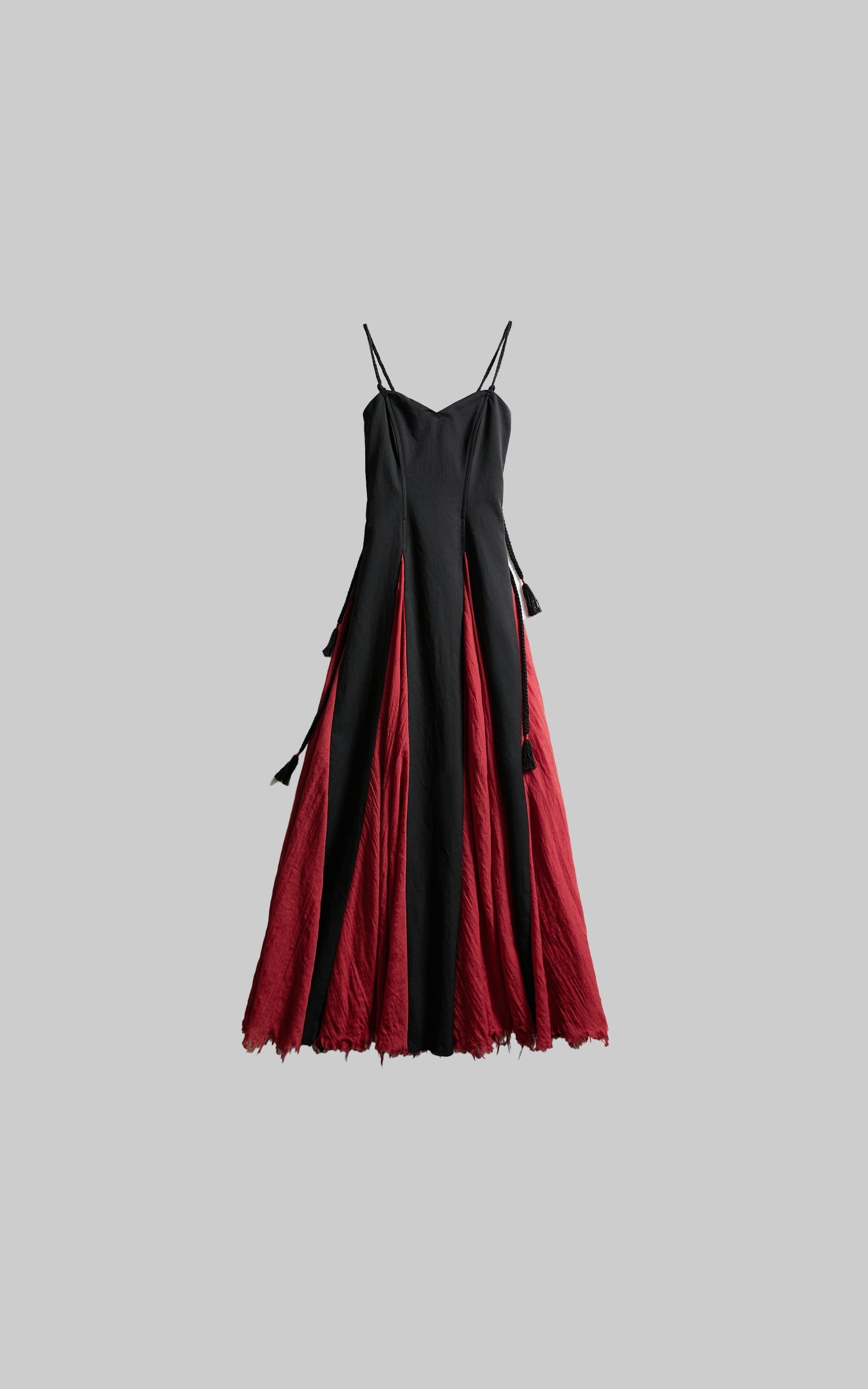DOINDULGE Braided Strap Crushed Panel Maxi Dress with Lace-Up Back