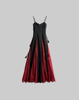 DOINDULGE Braided Strap Crushed Panel Maxi Dress with Lace-Up Back