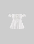 WARDEN EDGE Ruched Off-Shoulder Top & Tiered Mini Skirt Set