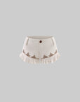 Hydrae Embroidered Low-Rise Ruffle Mini Shorts