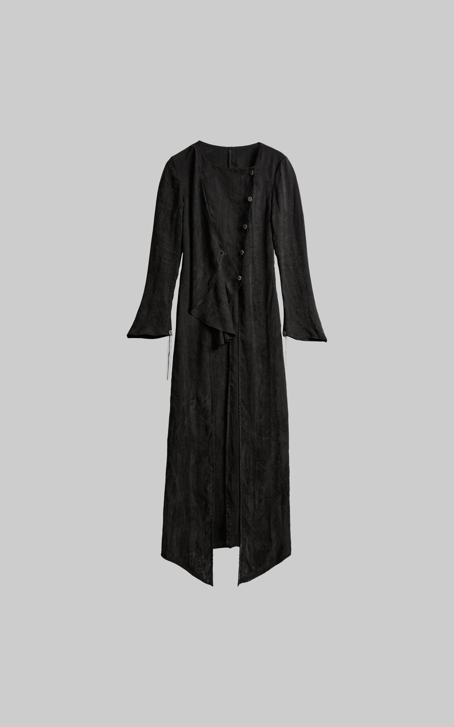 DOINDULGE Asymmetric Long Shirt Draped Textured Layer Deconstructed Minimal Design