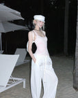 Rase le sol Rhinestone Wing Motif Wide-Leg Pants - PINKPARKS