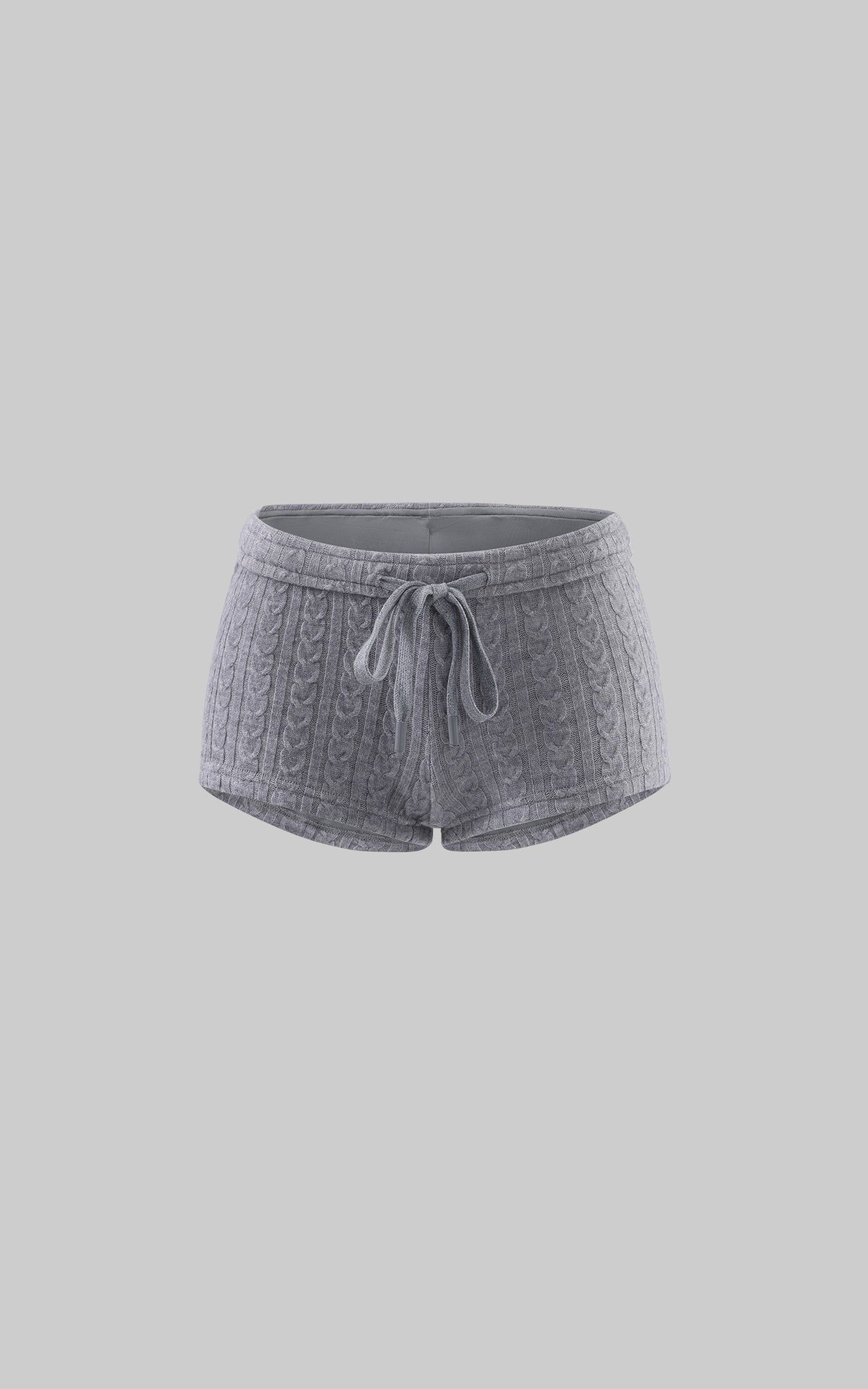 WARDEN EDGE Cable Knit Mini Shorts with Drawstring Waist