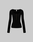 IAMXIAA Grommet Detail Fitted Knit Top