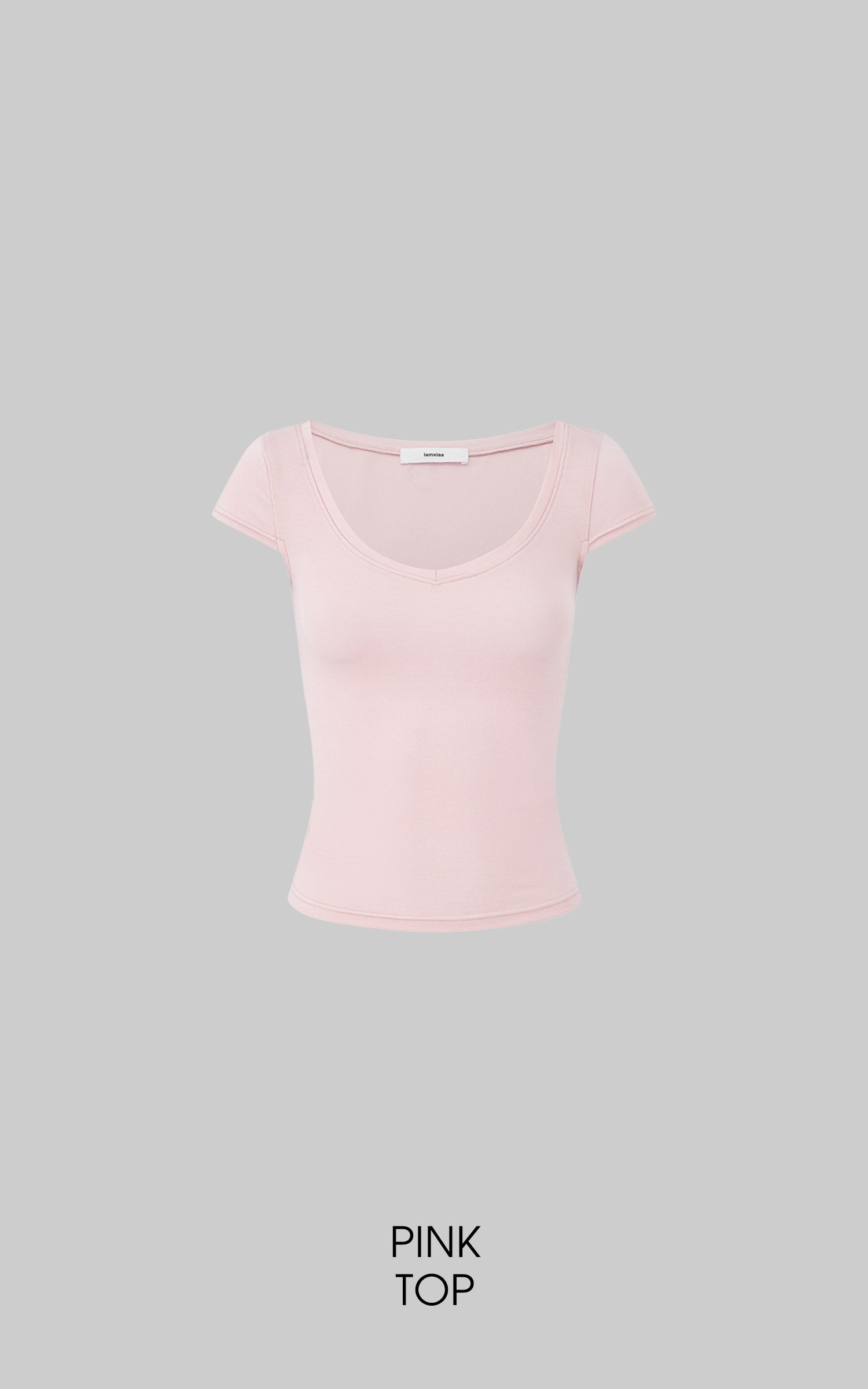 IAMXIAA Soft Stretch V-Neck Body-Hugging Cap Sleeve Top