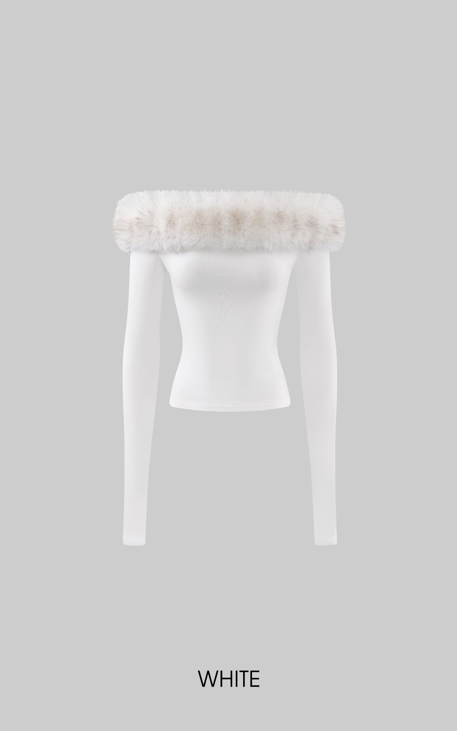 ROVENTE 페이크 퍼 오프숄더 긴팔 탑