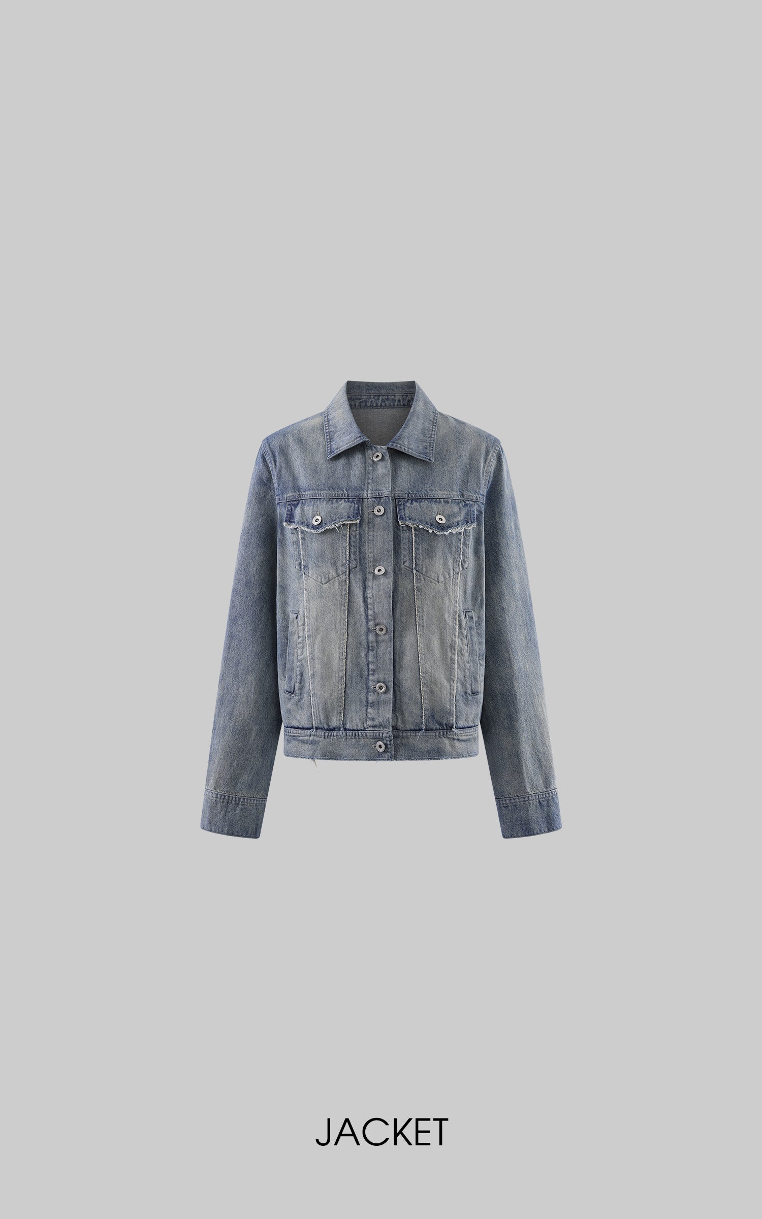 Rase le sol Veste en jean délavée &amp; Ensemble pantalon large
