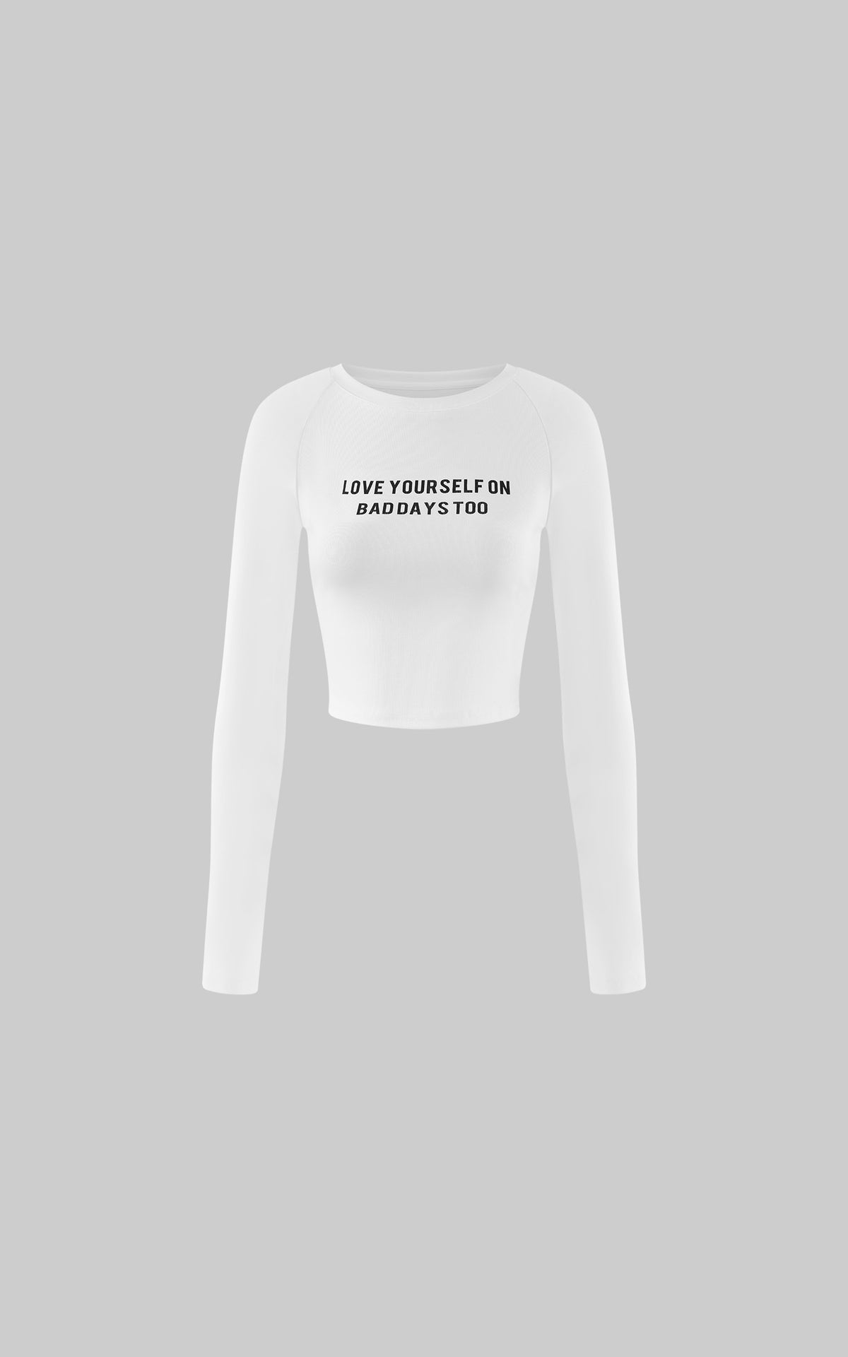 WARDEN EDGE Love Yourself Graphic Cropped Long Sleeve Top