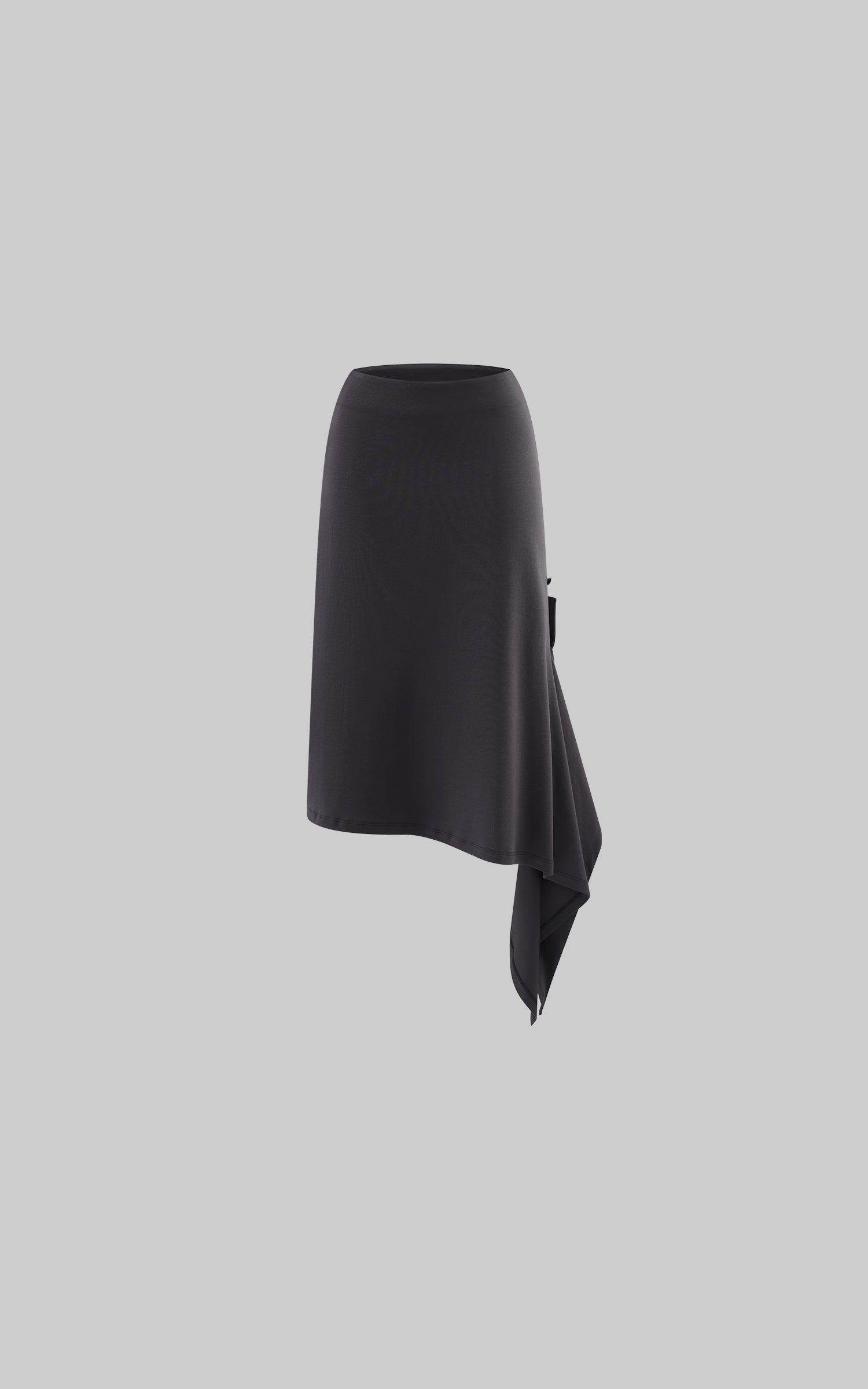 0122stepll Asymmetric Draped Midi Skirt