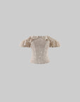 Hydrae Off-Shoulder Floral Lace Corset Ruffle Trim Sculpted Waist Top