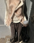 Rase le sol Faux Fur Draped Vest