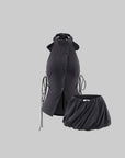WARDEN EDGE Raw Edge Pinstripe Halter Top & Volume Bubble Mini Skirt Set