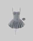 WARDEN EDGE Vintage Gingham Corset Bubble Mini Dress