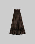 DOINDULGE Textured Tiered Maxi Skirt with Embroidery & Smocked Waist