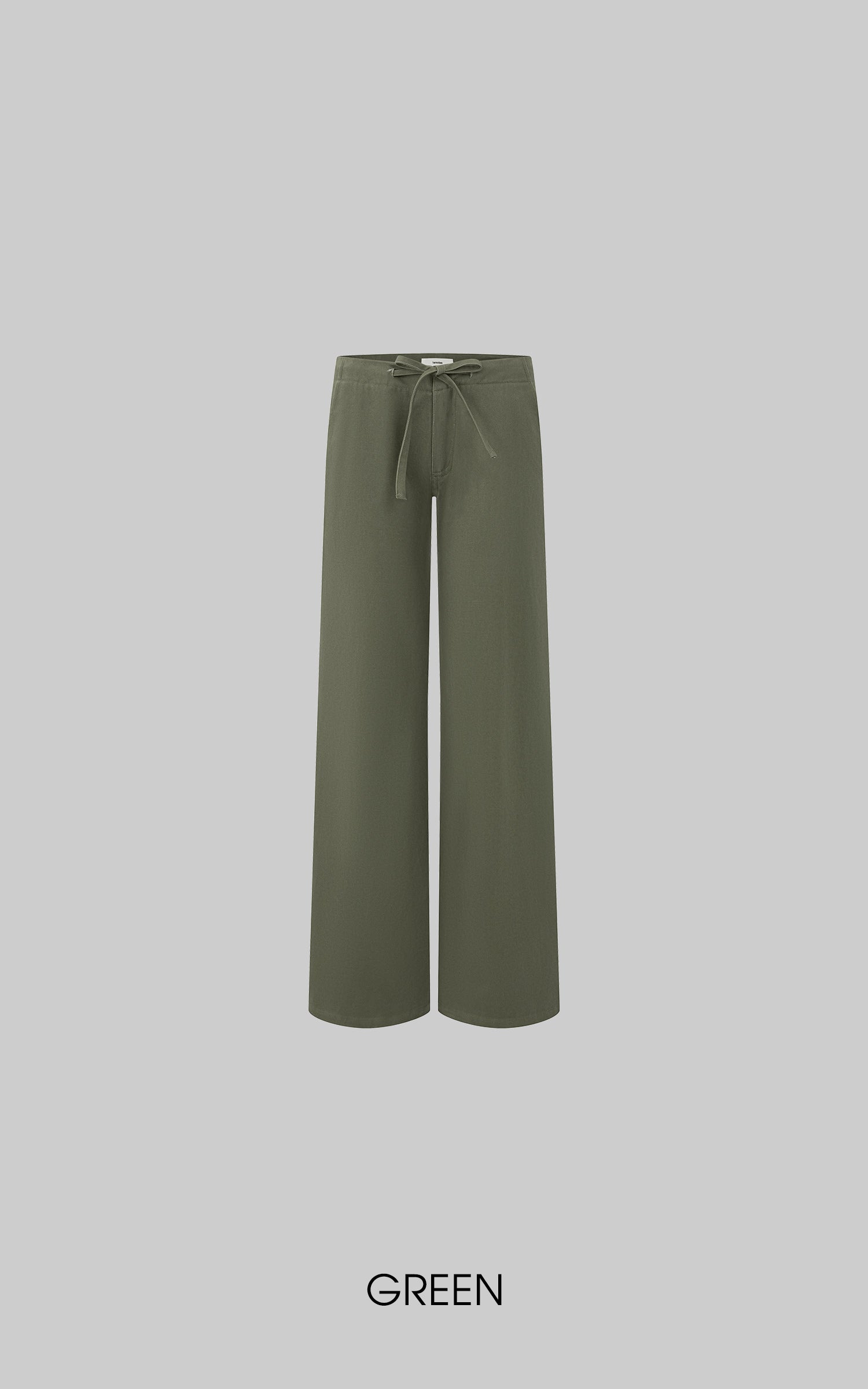 IAMXIAA Pantalon large à cordon taille basse