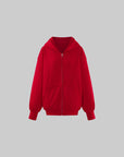 Rase le sol Red Embroidered Zip Hoodie & Shorts Set