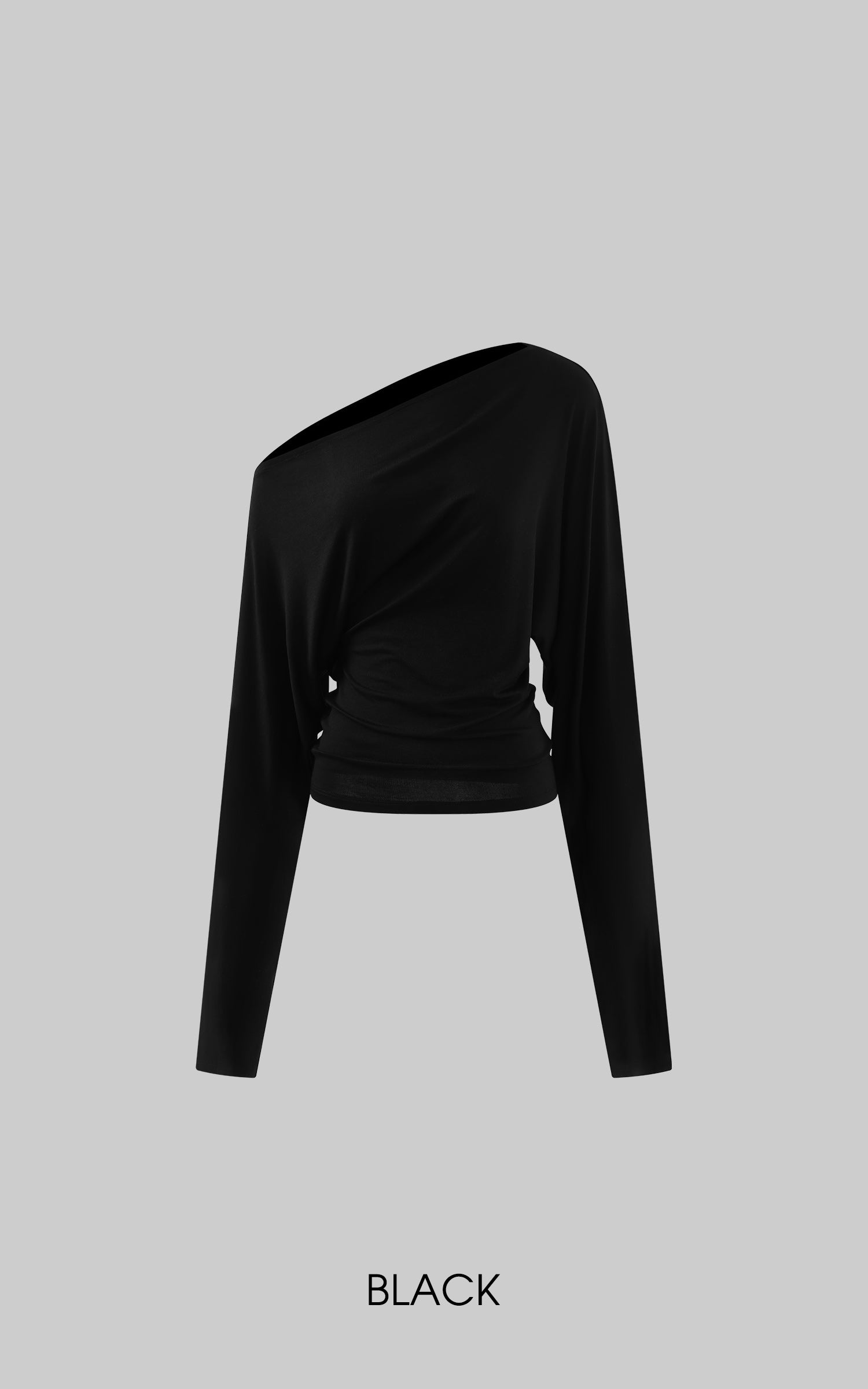ROVENTE One Shoulder Cut-Out Top Long Sleeve Slim Fit Minimalist Tee