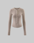Rase le sol Second-Skin Ribbed Button Long Sleeve Top