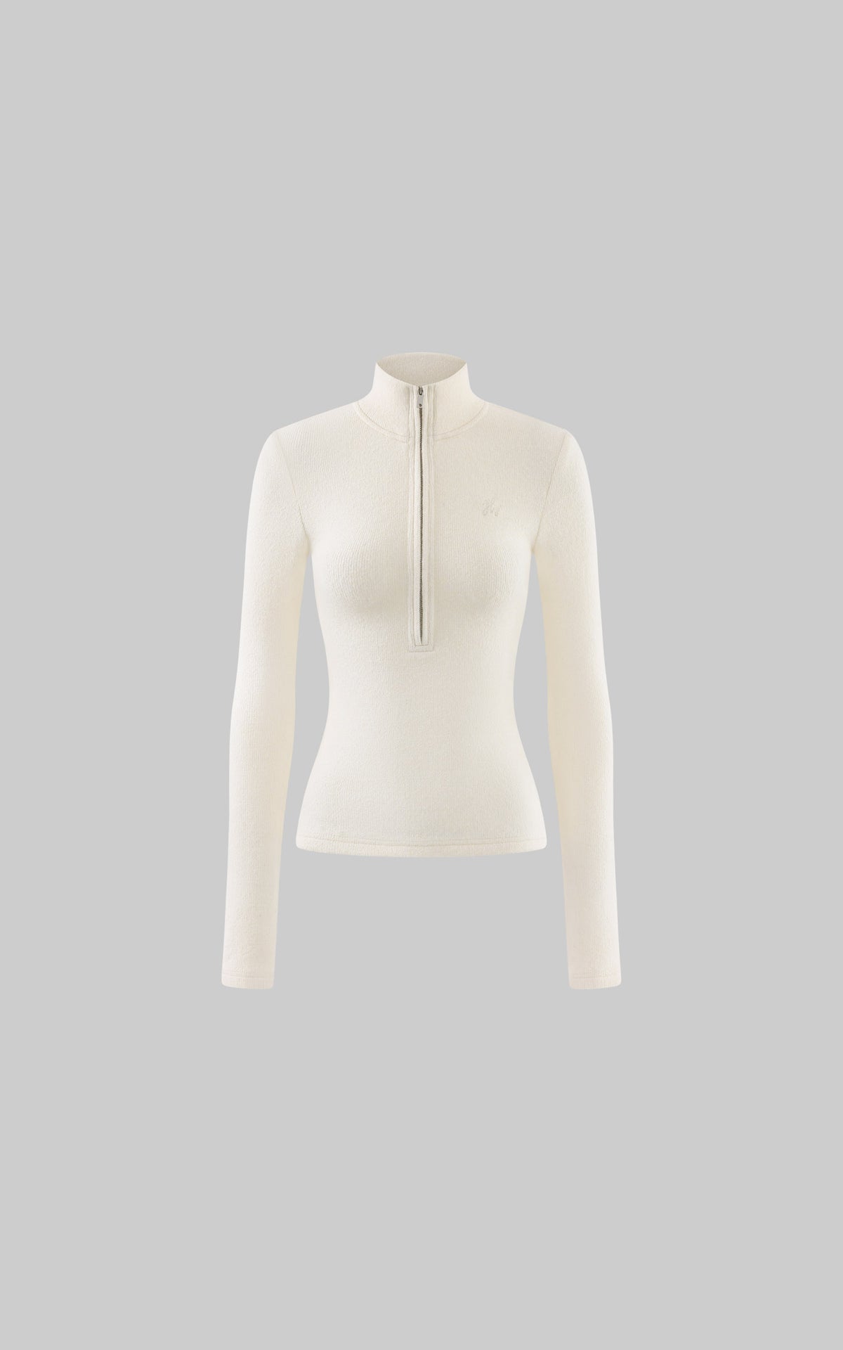 Hydrae Fitted Half-Zip Knit Top with Thumbholes