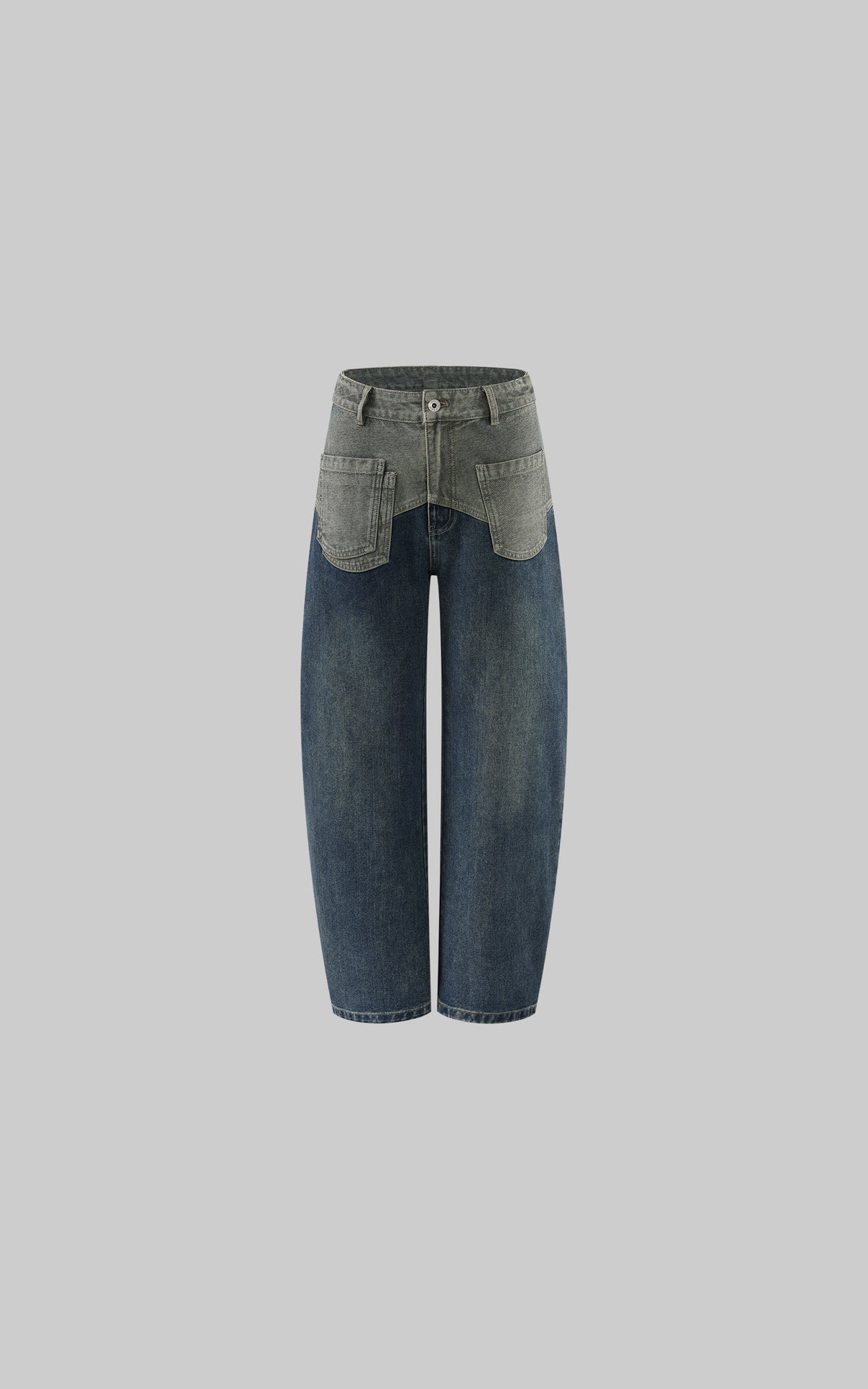 WARDEN EDGE Two-Tone Layered Baggy Denim Pants