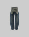 WARDEN EDGE Two-Tone Layered Baggy Denim Pants