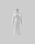Hydrae Ivory High-Neck Belted Longline Trench Coat with Sculpted Raglan Seams