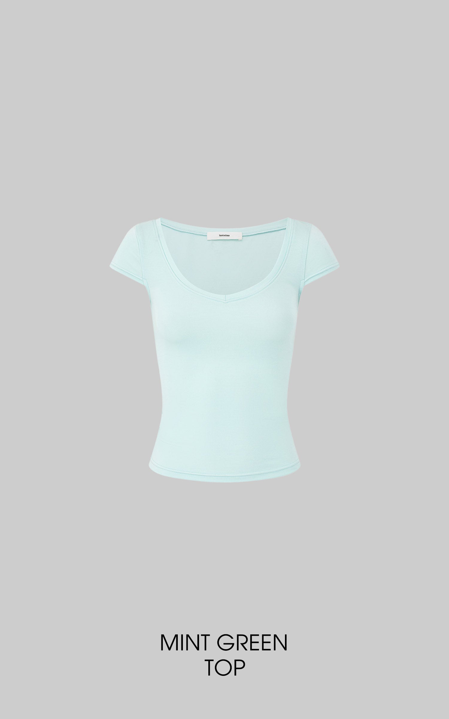 IAMXIAA Soft Stretch V-Neck Body-Hugging Cap Sleeve Top