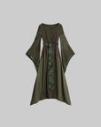 DOINDULGE Patchwork Bell Sleeve Belted Maxi Dress