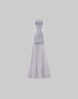 Hydrae Strapless Ruched Pleated Mesh Maxi Dress