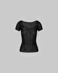 IAMXIAA Sheer Knit Scoop Neck Fitted Tee